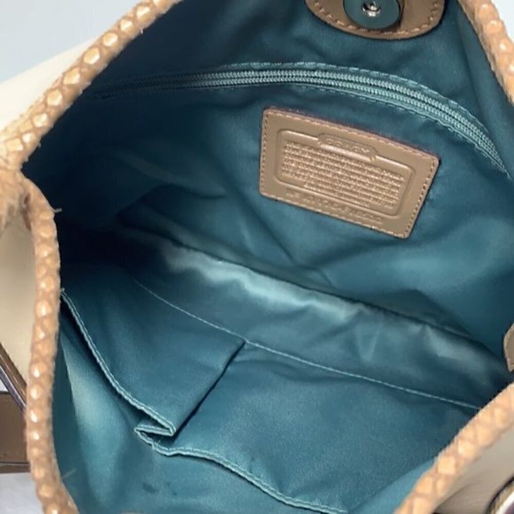 Coach Penelope F16533 Crossbody Bag - Ivory Leather/Tan Snakeskin Embossed Trim - Picture 4 of 13